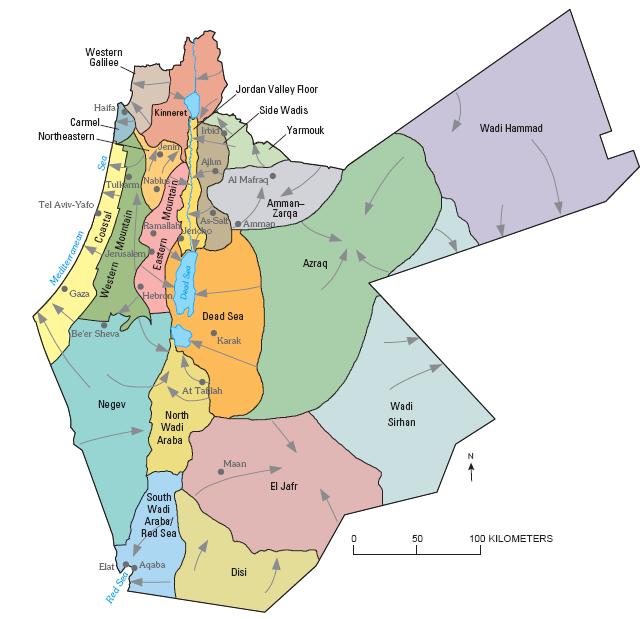 Figure 1: The groundwater basins and Jordan River system of