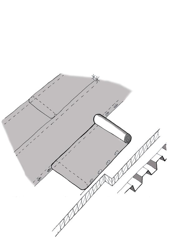 11 cm Installation of mechanical fasteners When mechanically fastening the membranes they are attached to the substrate with pan headed screws or anchors.