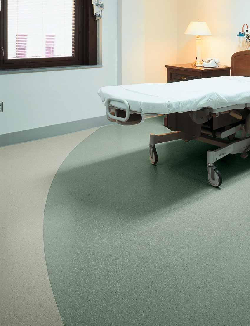 Patient Rooms, Nurses Stations The durability of nora flooring assists in the prevention of bed indentations.