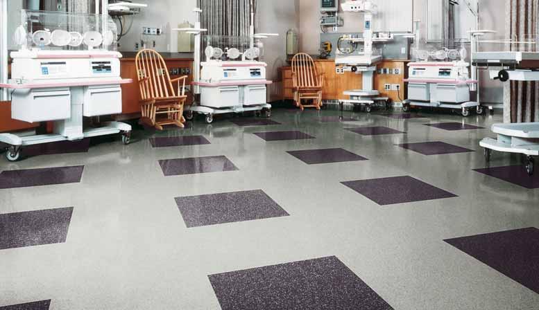 Neonatal Intensive Care Units/ Pediatric Intensive Care Units slip resistant, comfortable underfoot Sound absorption and ease of maintenance are critical factors in neonatal intensive care units.