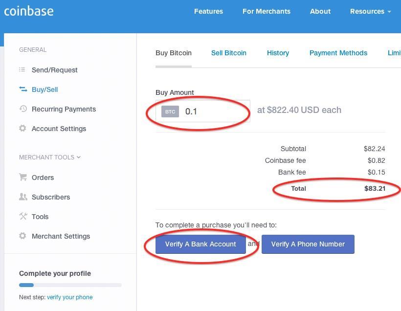 Step 2 Place the order for your first Bitcoin Now it s time to place our order. Log into Coinbase and click on buy your first Bitcoin. This will take you into the order page.