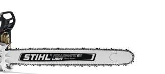 STIHL Rollomatic E Light Lightweight guide bar made of three steel plates which have been extensively hollowed out and electrically welded together.