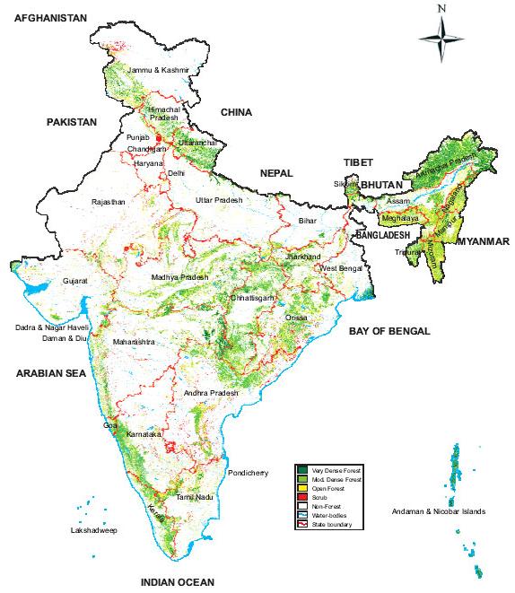 Forest Cover of India Forest per capita is low: only 0.