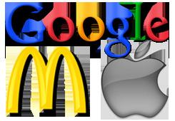 5.6. Brandmark (logo) Part One This image consists of three of the most recognisable company logos (McDonalds, Google and Apple).