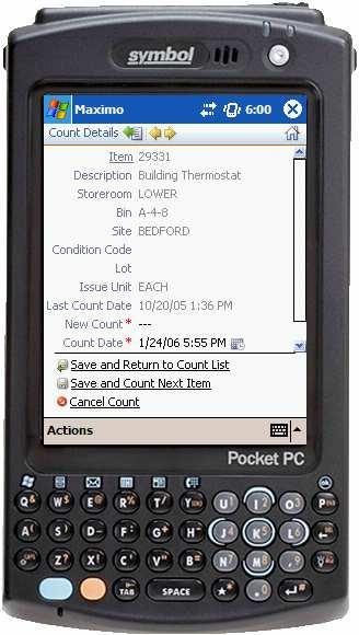 IBM Maximo Mobile Inventory Manager Physical Counts Issues / Returns /