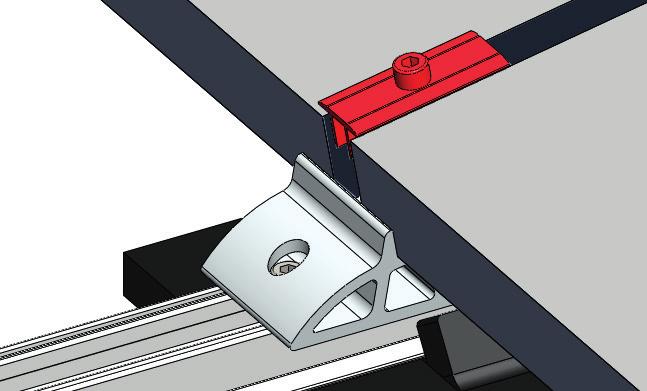 universal module end clamp OneEnd. Klick the Stance in the notches. Place clamps on the module frames and fix them.