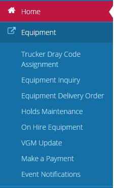 Equipment Trucker Dray Code Assignment The Trucker Dray Code Assignment screen provides users with the ability to search unit dray statuses and unit trucking company assignments.