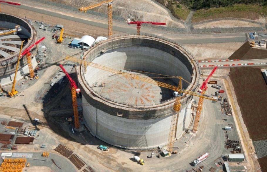 LNG Tank B concrete placed for final wall lift and
