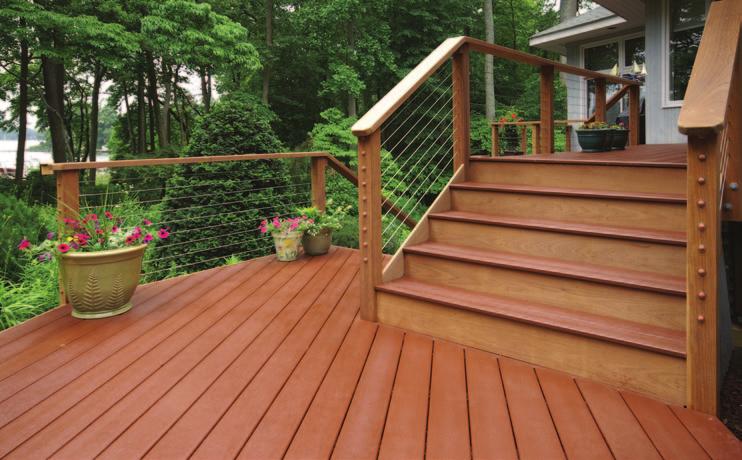 u Provides a wood-like finish with a tougher surface than most wood, wood composite, or PVC vinyl decking u Cuts and installs just like wood u Stronger, stiffer, and lighter* (less flex between