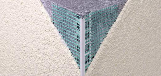 / ➁ ➂ Aluminium corner profile with alkali-resistant glass fibre mesh ( x mm) and PVC nose.