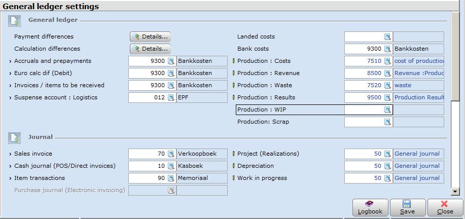 General ledger section Production : Costs Type or select a general ledger account of type Profit & Loss to record the production cost, such as the cost of materials and hours which incur when issuing