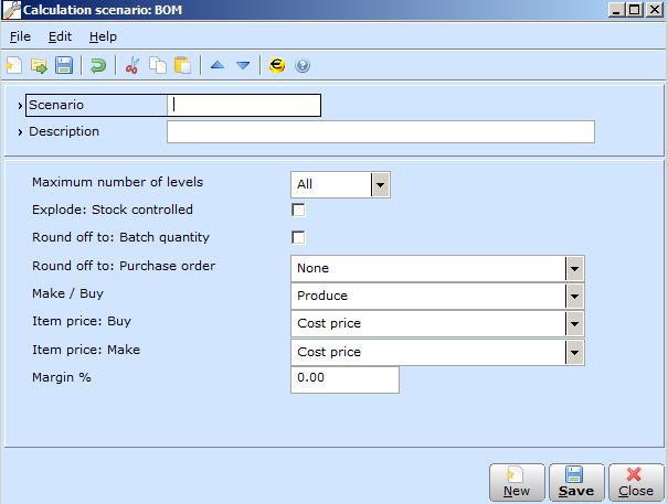 Chapter 1 Setting Up 1.13 Creating and Maintaining Scenarios Scenarios are templates which are used to calculate the actual cost price for each end product.