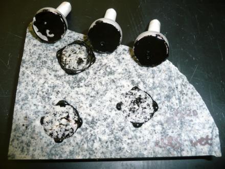 Time Relationship and Definition of the POTS Figure 3-11: Example of Cohesive Failure (Left) and Adhesive Failure (Right) on Granite Substrate The capabilities of the BBS test to