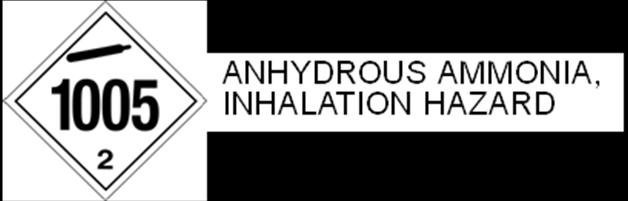 Anhydrous Ammonia: When UN1005, ANHYDROUS AMMONIA is transported in a large means of containment, there are two placarding options. You may either: 1. Display the Class 2.