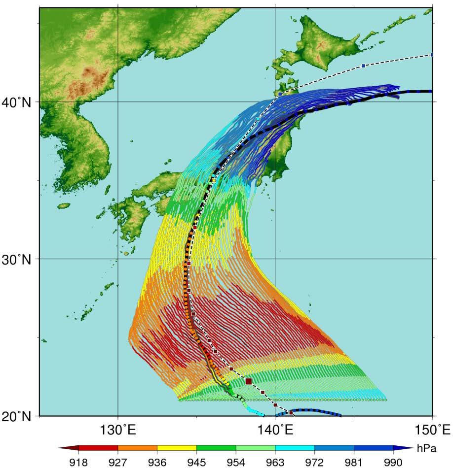 Virtual shifting of typhoon s initial position for the historical typhoon (Isewan Typhoon,