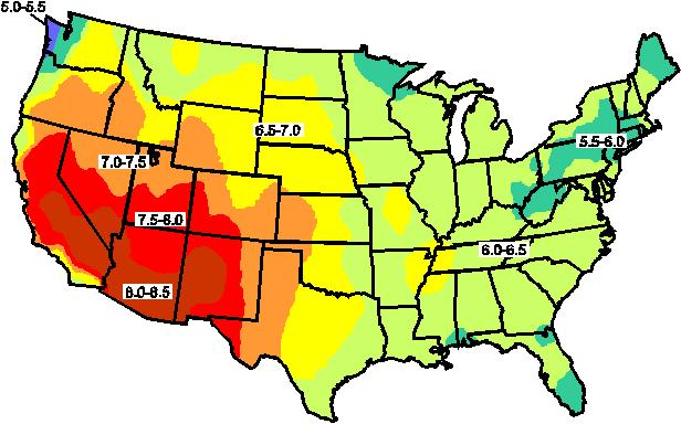 US Solar Potential Map shows kwh/m 2 of solar