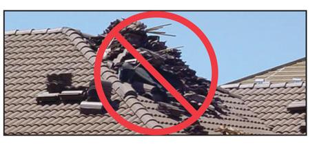 pile cut-off tile and/or other construction waste on trusses.
