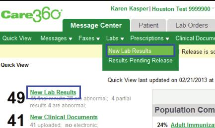 Reporting Results Helping improve outcomes and manage health Delivery of lab results based on your needs; reports through Care60, your EHR computer interface, or via fax.