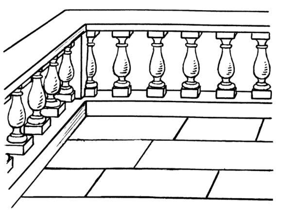 jpg) Balustrade: A railing supported by balusters, especially an ornamental parapet on a balcony, bridge or terrace.