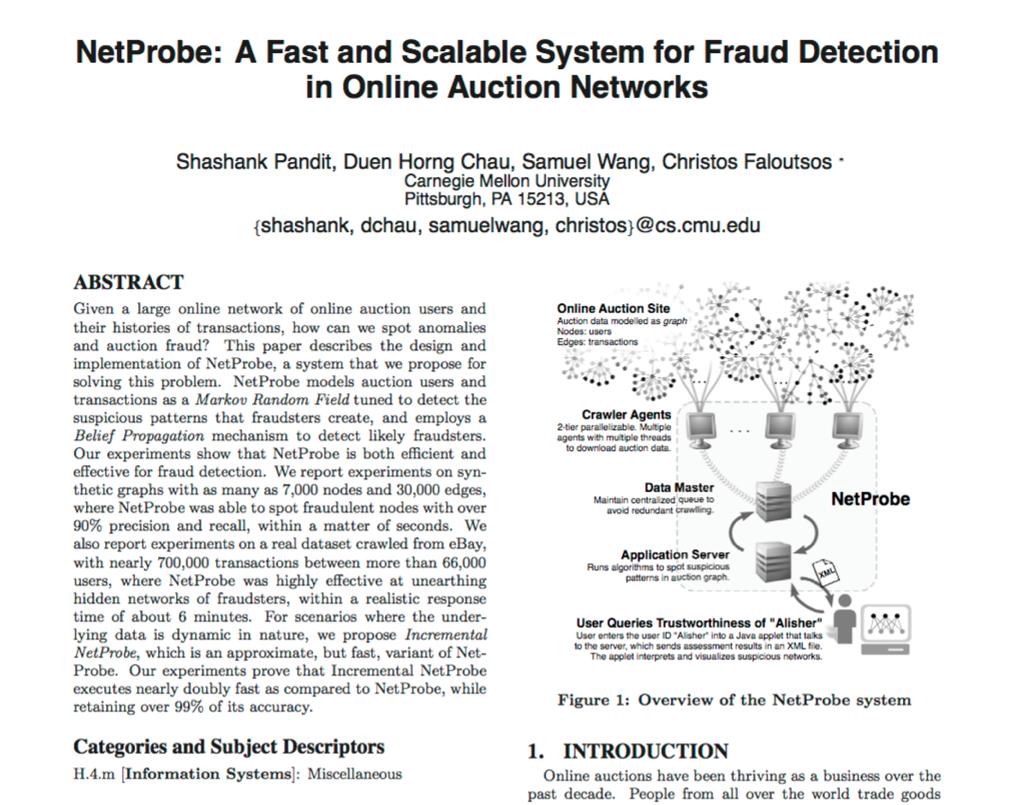 NetProbe: A Fast and Scalable System for Fraud Detection in Online Auction Networks.