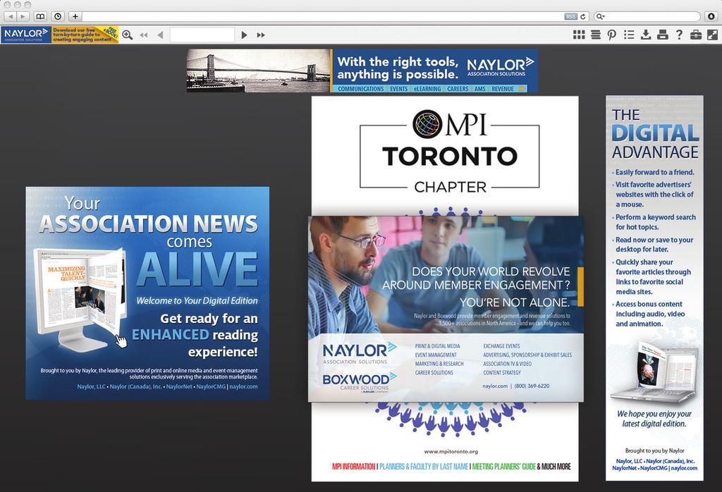 MPI Toronto Chapter MEMBERSHIP DIRECTORY & RESOURCE GUIDE DIGITAL EDITION BRANDING OPPORTUNITIES Link your ad to the landing page of your choice Increase traffic to your website Interact with viewers
