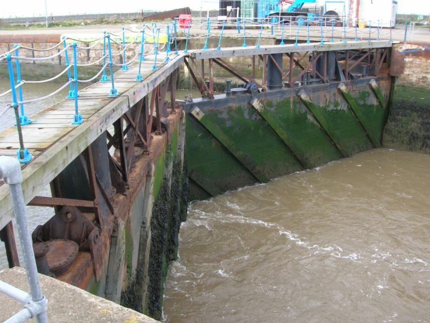 41 maod, water will spill over the lock gate crest During high tides, the flood