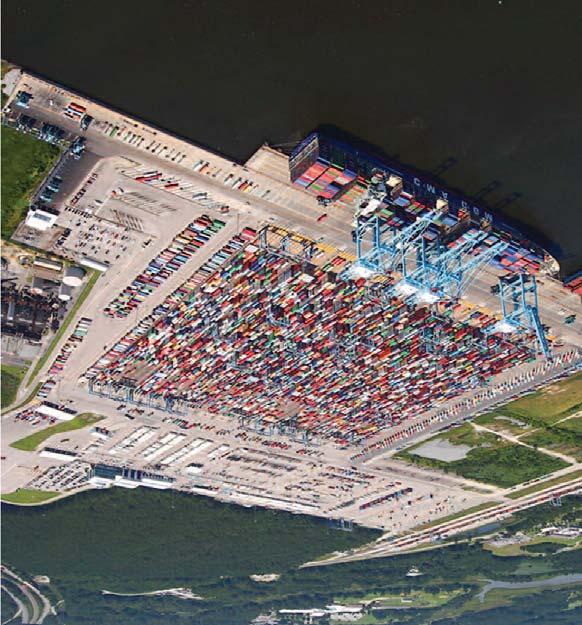 PORT FACILITIES mix of manual and automated container handling equipment.