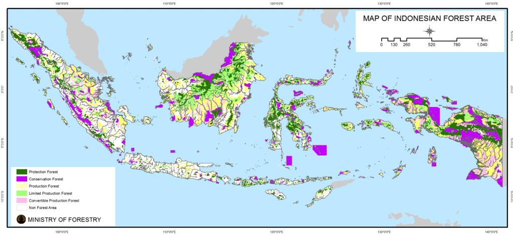 The Indonesian Forest Area as of April 2011 designation More than 17,000 islands 181.157 million ha land area 130.
