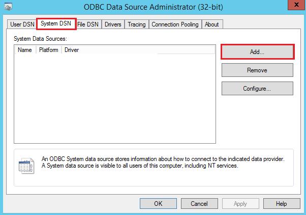 7.2. Configuring ODBC connection to Avaya CMS Open the ODBC Data Sources (32-bit) client driver.