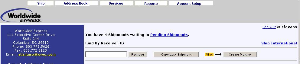 5) Once all information has been entered, click PRINT AIRBILL at the bottom of the Prepare Shipment page. (PRINT LATER is used to store the processed shipment to be printed at a later time.