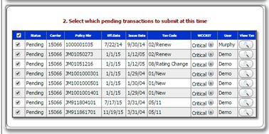 Once all edits have been made to a transaction, it must be validated. To validate, click on Submit > Validate Txn. After the transaction has been validated, it is ready to be submitted.