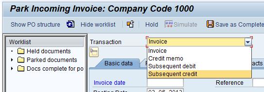 Subsequent Credit In addition to a Credit Memo, a Subsequent Credit can also be processed using the MIR7 transaction.