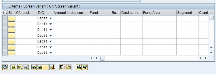 Enter Credit Memo Without PO As with FV60, enter all accounting fields required for posting, including G/L Account, Amount, Fund, and Cost Center.