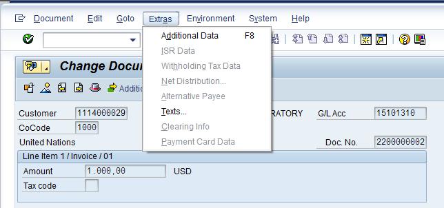 Change Posted Invoice (Payment Long Text) The Payment Long Text allows us to insert comments and explanations on the document in