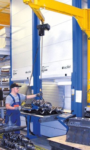 The system can be installed in the direct vicinity of a production line in order to increase productivity and reduce floor space requirements.
