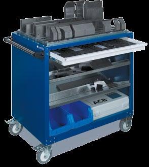 compatible to WSW trolleys For a secure fit and problem-free handling the tool holders are sloped and equippped with dividers that can easily be adjusted without the use of any tools.