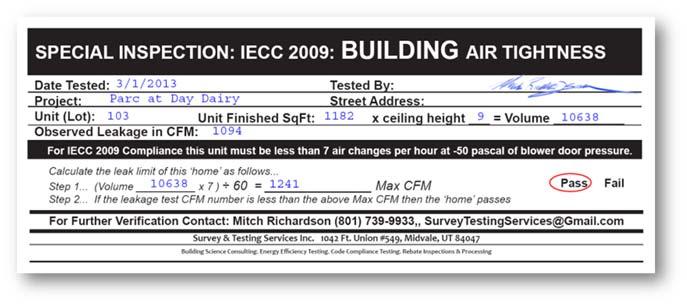 99 Documentation Air leakage/blower door test 100 Duct Sealing Section R403.2.