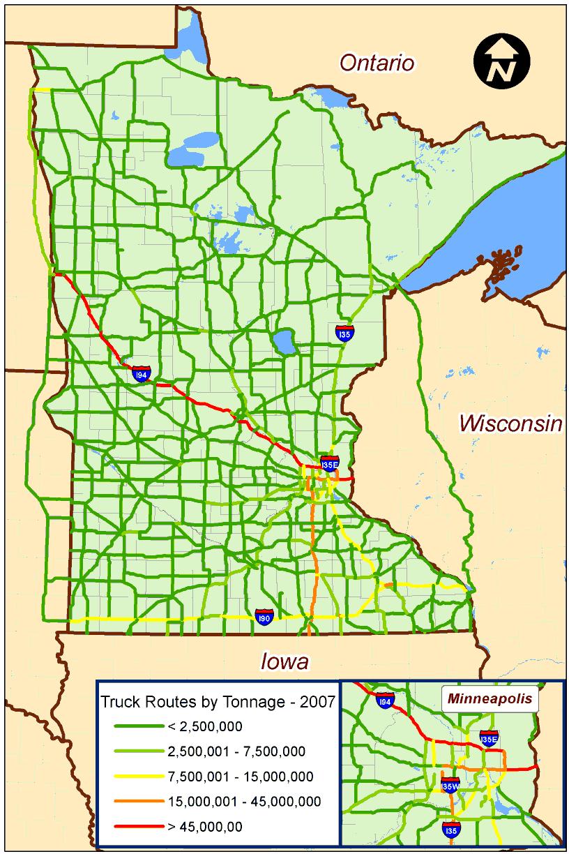 Figure 3.20 Minnesota Truck Traffic by Tonnage 2007 Figure 3.