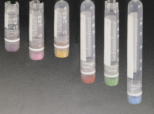 CRYOGENIC VIALS 1 2 3 4 5 6 T311 CRYOVIAL Internal Thread Design with Silicone Washer Seal Specially formulated polypropylene Designed for storing biological material, human or animal cells, at
