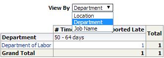 The late timecards can be pivoted on many dimensions. Click Return to go back to Main Dashboard.