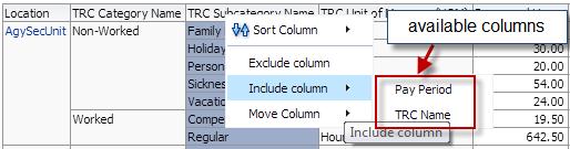 Include Column:- When you right click on any column header and then if it shows Include Column that means there are some