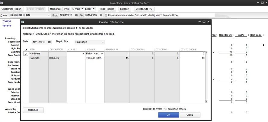 With the click of a button, populate the selected items into the form you re working on.