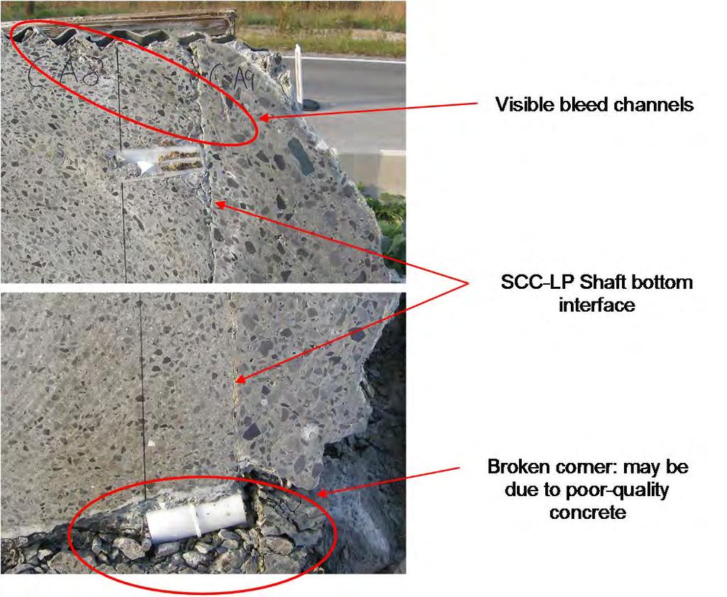 Figure 3.60: SCC-LP bottom surface 3.5.5 Visual Evaluation of Concrete 3.5.5.1 Concrete Flow Analysis After each cut was made, each section was shellacked to improve the concrete s surface appearance for inspection.