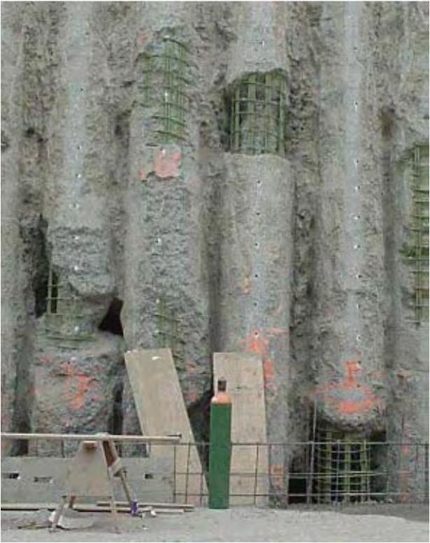 Figure 1.5: Shaft defects due to loss of workability (photo by Dan Brown) Recently, research has been conducted on using high-performance concrete (HPC) to various civil engineering structures.