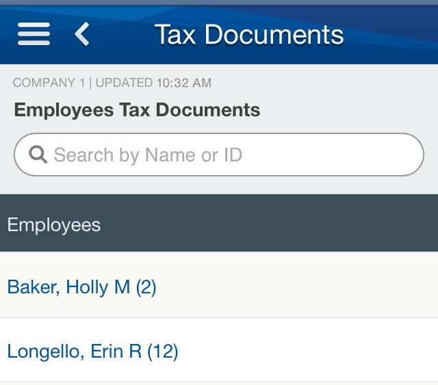 EMPLOYEES Tap Employees from the side panel or in the Employees item on the dashboard. To view employee information, tap an employee s name.