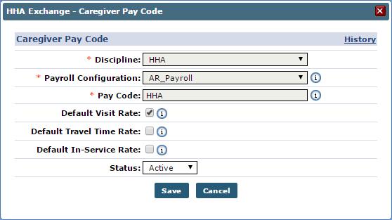 Pay Code Setup Once a payroll configuration has been defined, Pay Codes must be established. Pay Codes are used to define pay rates for Caregivers for specific types of work.