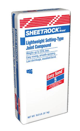 1.4 SHEETROCK EASY SAND 20 SHEETROCK Easy Sand 20 patching/joint compounds are chemically setting type compounds suitable for plasterboard interiors that permit same-day joint finishing and,
