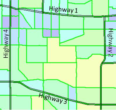 20 Figure 6. Example of Not Properly Matching Between the Level of Disaggregation of TAZs Provided by Planning Agencies in the Region and the Highway Network in the FAF3.