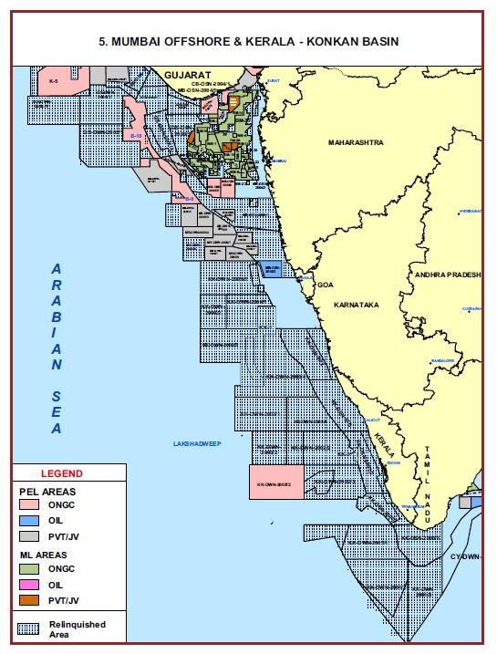 Offshore Basins West Coast Prominent sedimentary basins on western coast of India are: Ø Kutch - Saurashtra Basin Category II basin Ø Mumbai Offshore Basin Category I
