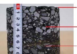 Core and Marshall Test Results (National Highway Route 77 in Okinawa) Porous Asphalt 30mm 35mm Core Sample taken after Construction Hot joint Mastic Gap Asphalt 35mm 35mm Marshall Test Results of